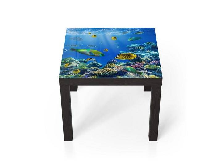 DEQORI Couchtisch 'Unterwasserwelten', Glas Beistelltisch Glastisch modern, blau schwarz, Schwarz DEQORI Couchtisch 'Unterwasserwelten', Glas Beistelltisch Glastisch modern, blau schwarz, Schwarz von OTTO