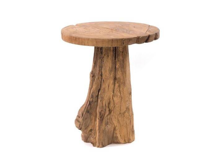 DESIGN DELIGHTS Beistelltisch BEISTELLHOCKER DARWIN , Holz massivholz, Ø 30 cm, Wurzelholzhocker, beige von OTTO