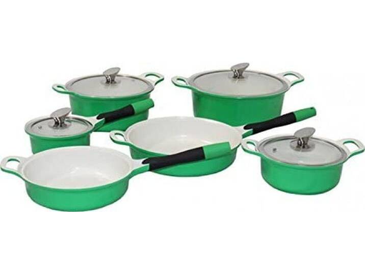 DM-Handel Topf-Set Topf-Set Induktion 10-Tlg., (Kochgeschirr-Set Töpfe und Pfannen Set, 10-tlg., Keramik Antihaftbeschichtung Pfannenset Grün), Induktion, mit Keramik-Antihaftversiegelung von OTTO