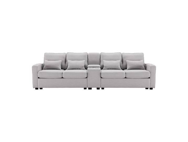 DOPWii 4-Sitzer 4 Sitzer Sofa aus Leinenstoff mit Konsole,Armlehnentaschen,4 Kissen, 2 Getränkehaltern,2 USB Anschlüssen zum Aufladen mit Kabel, grau DOPWii 4-Sitzer 4 Sitzer Sofa aus Leinenstoff mit Konsole,Armlehnentaschen,4 Kissen, 2 Getränkehaltern,2 USB Anschlüssen zum Aufladen mit Kabel, grau von OTTO