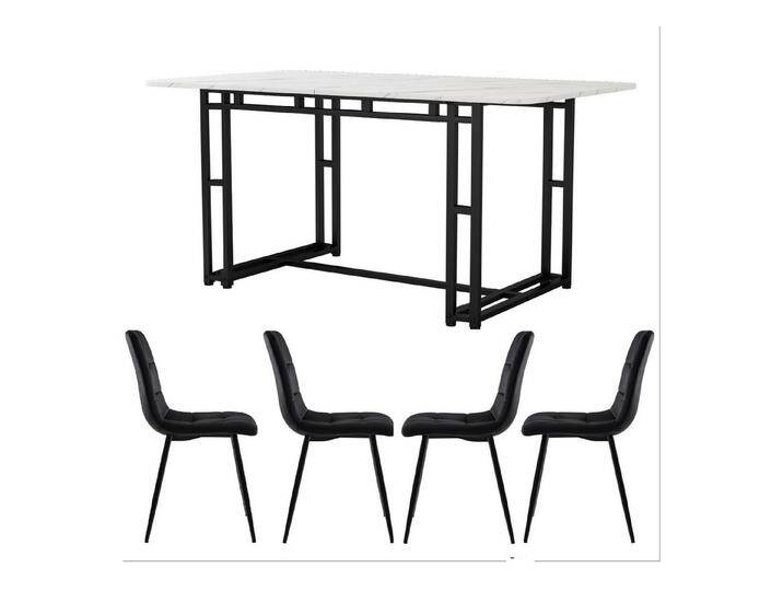 DOPWii Esstisch 120x70cm Esstisch mit 4 Stühlen Set,Moderne Küche Esstisch Set, Schwarz Samt Esszimmerstühle, Schwarz Eisen Beintisch, schwarz von OTTO