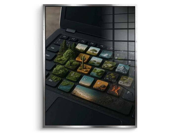 DOTCOMCANVAS® Acrylglasbild Cyber Symbiose - Acrylglas, Acrylglasbild Cyber Symbiose Kunstdruck Wandbild, silberfarben, 200 X 150 CM von OTTO