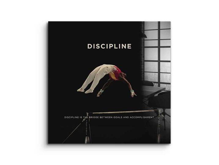 DOTCOMCANVAS® Acrylglasbild Discipline #Turnen 2 - Quadrat Edition - Acrylglas, Acrylglasbild Discipline Motivation Spruch Kunstdruck Wandbild von OTTO