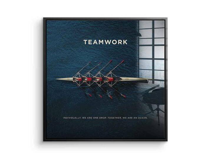 DOTCOMCANVAS® Acrylglasbild Teamwork #Rudern - Quadrat Edition - Acrylglas, Acrylglasbild Teamwork Motivation Spruch Kunstdruck Wandbild, schwarz von OTTO