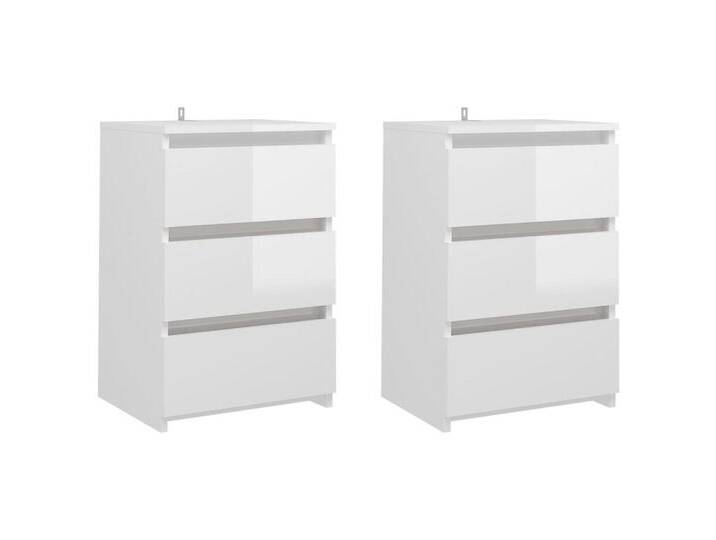 DOTMALL Nachttisch Nachttische 2 Stk. Hochglanz-Weiß 40x35x62,5 cm Holzwerkstoff von OTTO