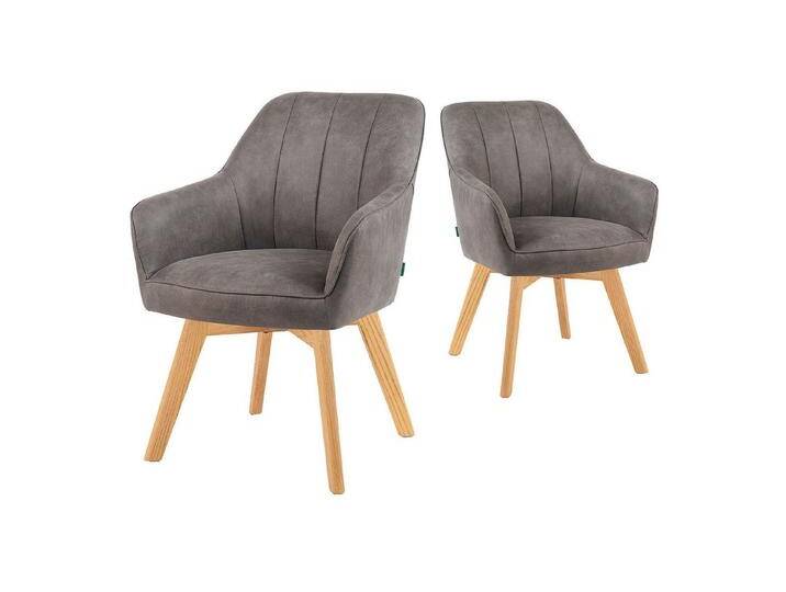 DUBI Möbel Drehstuhl Mika-Enno 2er-Set, Federkern, Eiche geölt, 360° drehbar im 2er-Set, braun, Taupe DUBI Möbel Drehstuhl Mika-Enno 2er-Set, Federkern, Eiche geölt, 360° drehbar im 2er-Set, braun, Taupe von OTTO