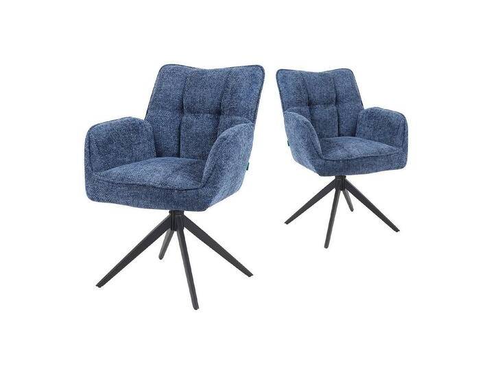 DUBI Möbel Drehstuhl Mika-Enya 2er-Set, Federkern, pulverbeschichtet, 360° drehbar im 2er-Set, blau, Blau von OTTO