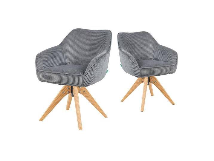 DUBI Möbel Drehstuhl Mika-Finn 2er-Set, Federkern, Eiche geölt, 360° drehbar im 2er-Set, grau, Grau DUBI Möbel Drehstuhl Mika-Finn 2er-Set, Federkern, Eiche geölt, 360° drehbar im 2er-Set, grau, Grau von OTTO