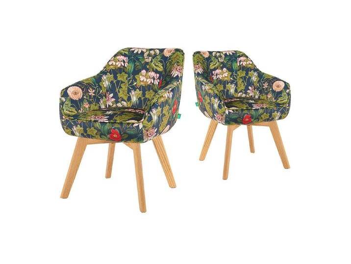 DUBI Möbel Drehstuhl Mika-Jara 2er-Set, Federkern, Eiche geölt, 360° drehbar im 2er-Set, bunt, Blumen DUBI Möbel Drehstuhl Mika-Jara 2er-Set, Federkern, Eiche geölt, 360° drehbar im 2er-Set, bunt, Blumen von OTTO
