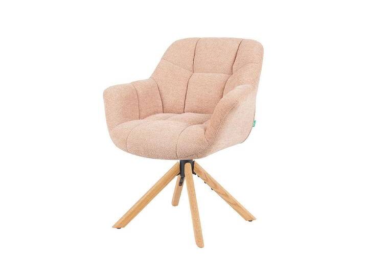 DUBI Möbel Drehstuhl Mika-Nea 2er-Set, Eiche geölt, 360° drehbar mit Rückstellfunktion im 2er-Set, rosa, Rosa von OTTO