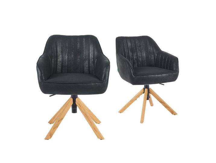 DUBI Möbel Drehstuhl Mika-Olea 2er-Set, Federkern, Eiche geölt, 360° drehbar & höhenverstellbar im 2er-Set, schwarz, Wildleder Optik Schwarz DUBI Möbel Drehstuhl Mika-Olea 2er-Set, Federkern, Eiche geölt, 360° drehbar & höhenverstellbar im 2er-Set, schwarz, Wildleder Optik Schwarz von OTTO