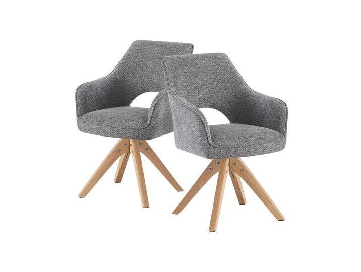 DUBI Möbel Drehstuhl THOMAS-LISA, 360° drehbar Massivholz Eiche Natur 2er-Set, grau, Grau DUBI Möbel Drehstuhl THOMAS-LISA, 360° drehbar Massivholz Eiche Natur 2er-Set, grau, Grau von OTTO