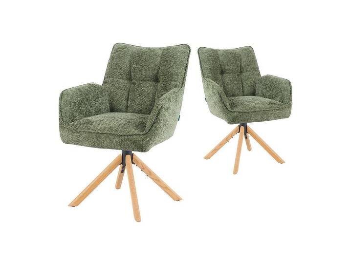 DUBI Möbel Polsterstuhl Mika-Ida 2er-Set, Federkern, Eiche geölt, 360° drehbar, Rückstellfunktion im 2er-Set, grün, Grün DUBI Möbel Polsterstuhl Mika-Ida 2er-Set, Federkern, Eiche geölt, 360° drehbar, Rückstellfunktion im 2er-Set, grün, Grün von OTTO