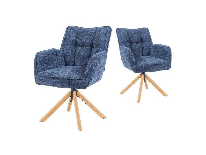 DUBI Möbel Polsterstuhl Mika-Ida 2er-Set, Federkern, Eiche geölt, 360° drehbar mit Rückstellfunktion im 2er-Set, blau, Blau DUBI Möbel Polsterstuhl Mika-Ida 2er-Set, Federkern, Eiche geölt, 360° drehbar mit Rückstellfunktion im 2er-Set, blau, Blau von OTTO