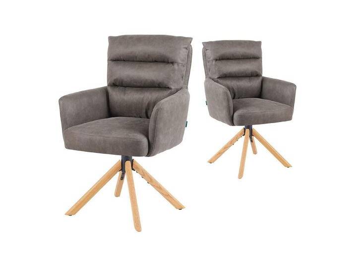 DUBI Möbel Polsterstuhl Mika-Jule 2er-Set, Federkern, Eiche geölt, 360° drehbar, Rückstellfunktion im 2er-Set, braun, Taupe DUBI Möbel Polsterstuhl Mika-Jule 2er-Set, Federkern, Eiche geölt, 360° drehbar, Rückstellfunktion im 2er-Set, braun, Taupe von OTTO