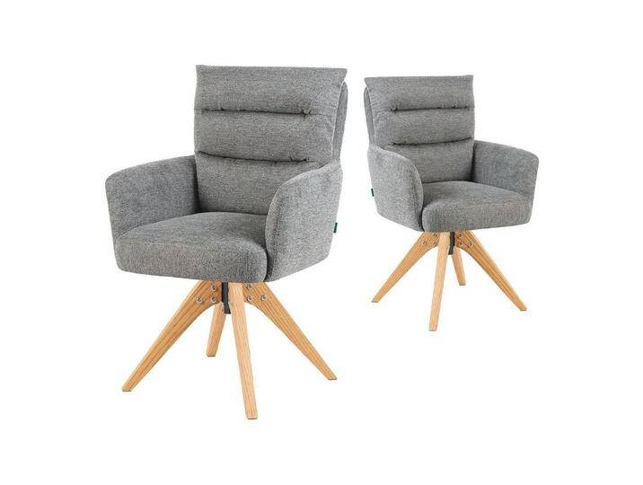 DUBI Möbel Polsterstuhl Mika-Juna 2er-Set, Federkern, Eiche geölt, 360° drehbar im 2er-Set, grau, Grau DUBI Möbel Polsterstuhl Mika-Juna 2er-Set, Federkern, Eiche geölt, 360° drehbar im 2er-Set, grau, Grau von OTTO