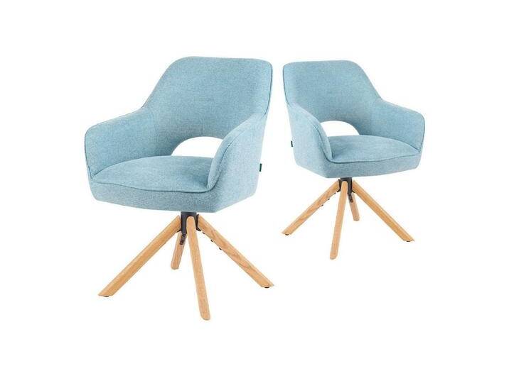 DUBI Möbel Polsterstuhl Mika-Lara 2er-Set, Federkern, Eiche geölt, 360° drehbar mit Rückstellfunktion im 2er-Set, blau, Kreuzfuß, Hellblau DUBI Möbel Polsterstuhl Mika-Lara 2er-Set, Federkern, Eiche geölt, 360° drehbar mit Rückstellfunktion im 2er-Set, blau, Kreuzfuß, Hellblau von OTTO
