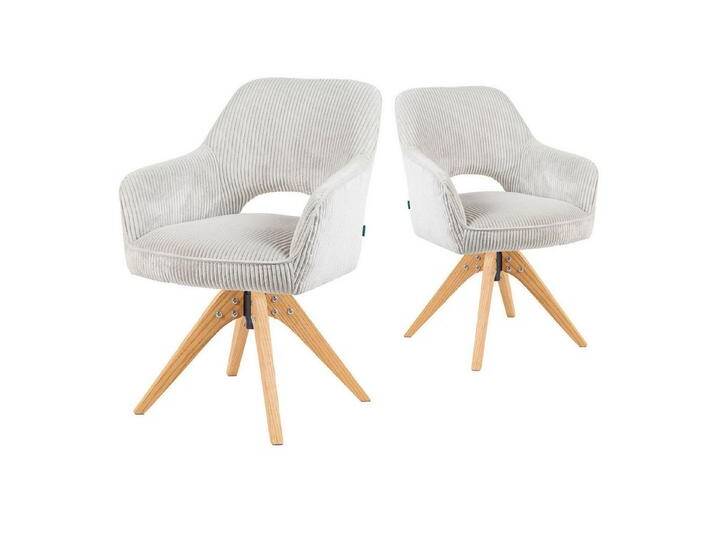 DUBI Möbel Polsterstuhl Mika-Lena 2er-Set, Federkern, Eiche geölt, 360° drehbar im 2er-Set, grau, Hellgrau DUBI Möbel Polsterstuhl Mika-Lena 2er-Set, Federkern, Eiche geölt, 360° drehbar im 2er-Set, grau, Hellgrau von OTTO