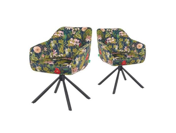 DUBI Möbel Polsterstuhl Mika-Maya 2er-Set, Federkern, pulverbeschichtet, 360° drehbar im 2er-Set, bunt, Blumen von OTTO