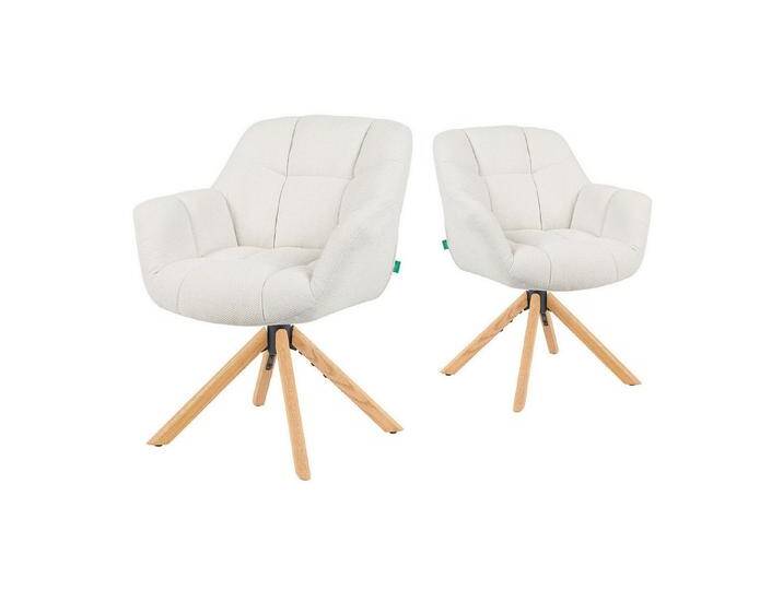 DUBI Möbel Polsterstuhl Mika-Nea 2er-Set, Eiche geölt, 360° drehbar mit Rückstellfunktion im 2er-Set, weiß, Creme DUBI Möbel Polsterstuhl Mika-Nea 2er-Set, Eiche geölt, 360° drehbar mit Rückstellfunktion im 2er-Set, weiß, Creme von OTTO