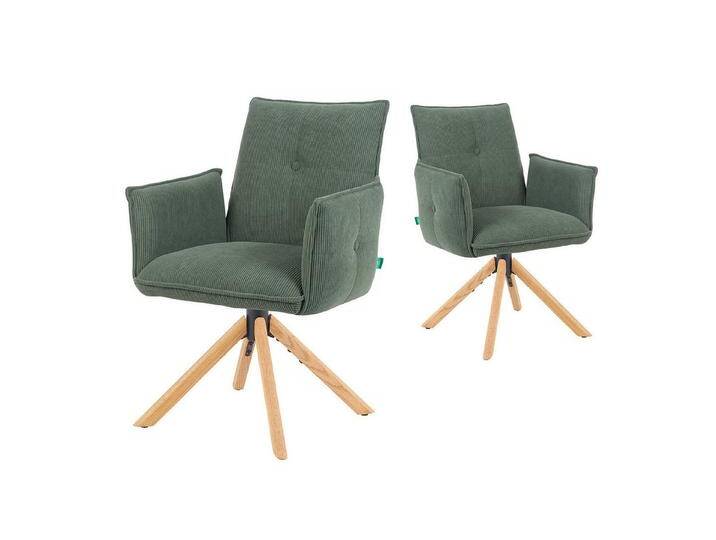 DUBI Möbel Polsterstuhl Mika-Paul, Federkern, Eiche geölt, 360° drehbar mit Rückstellfunktion im 2er-Set, grün, Holz, Grün DUBI Möbel Polsterstuhl Mika-Paul, Federkern, Eiche geölt, 360° drehbar mit Rückstellfunktion im 2er-Set, grün, Holz, Grün von OTTO