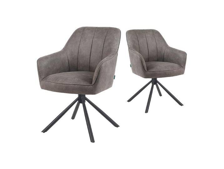 DUBI Möbel Polsterstuhl Mika-Piet, Federkern, pulverbeschichtet, 360° drehbar im 2er-Set, braun, Taupe DUBI Möbel Polsterstuhl Mika-Piet, Federkern, pulverbeschichtet, 360° drehbar im 2er-Set, braun, Taupe von OTTO