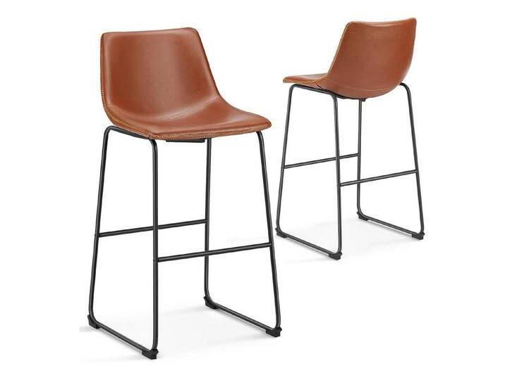DUMOS Barhocker Barstuhl mit Sitzkissen Aus Pu-leder Und Metallbein BarStool mit lehne (2er Set), gepolstertes Leder,Stahlgestell,Sitzhöhe 40 cm, 66 cm, 74 cm von OTTO