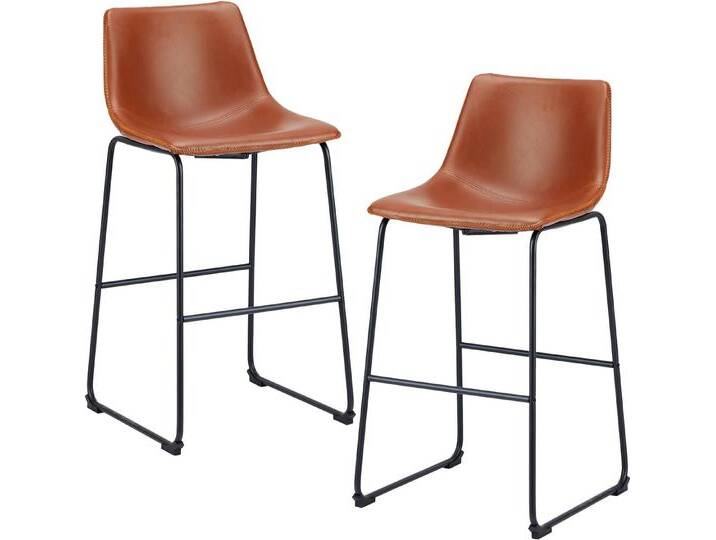 DUMOS Barhocker Barstuhl mit Sitzkissen leder Bar Stool mit lehne, 76 cm, 2er Set (2-teiliges Set), braun, braun von OTTO