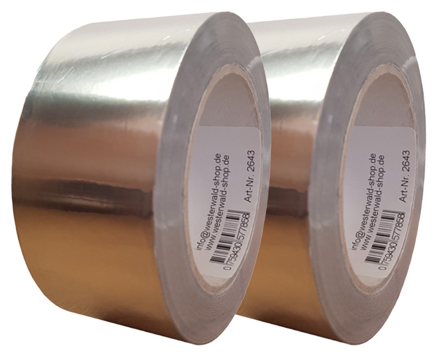 varivendo Dampfsperrklebeband 2 Rollen Aluminium Klebeband Reinaluminium 50mm x 50m Aluband Aluminiu (Rollen, 2-St., Aluminium Klebeband) Aluklebeband Aluminium-Klebeband Reinaluminium von Varivendo