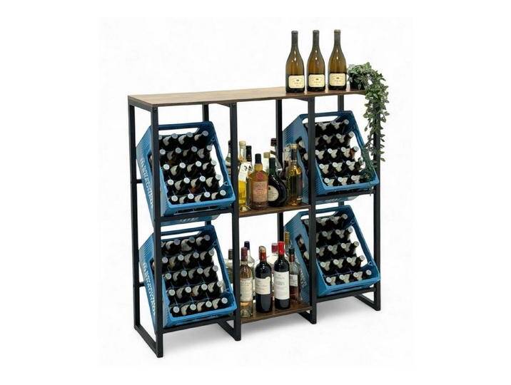 DanDiBo Kastenständer Getränkekistenregal 4 Kisten mit Ablage Holz Metall Getränkeregal, 96564, Kistenregal Getränkekistenhalter Regal Getränkekisten von OTTO