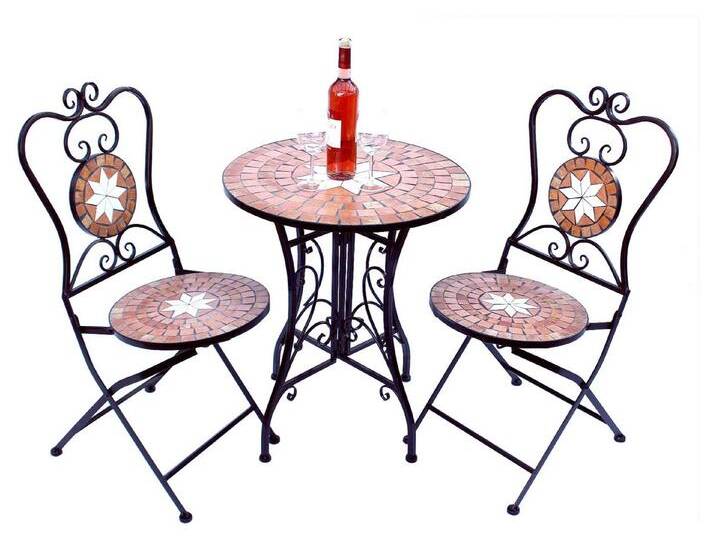 DanDiBo Sitzgruppe Merano 12001-2 Gartentisch + 2 Stk. Gartenstuhl aus Metall Mosaik von OTTO