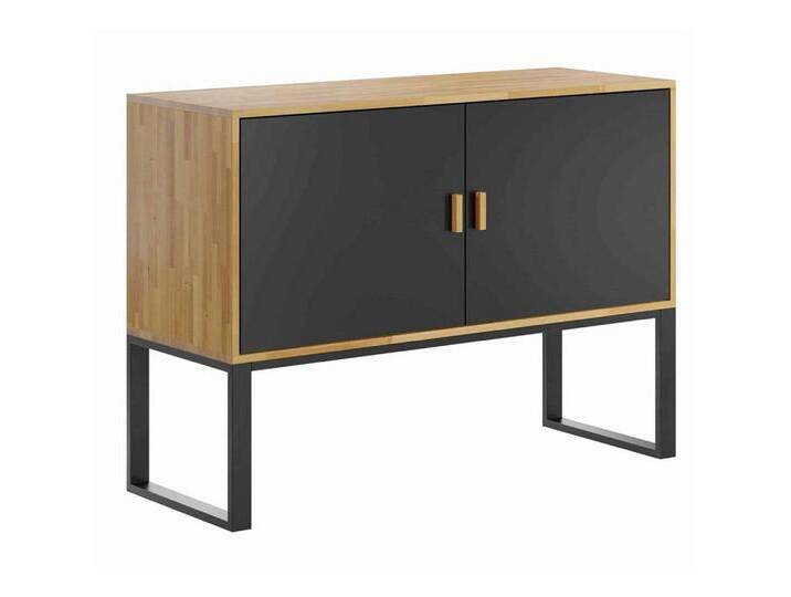 Deerhorn Sideboard Kommode Loft Office, Eiche Massiv, Schubladen für Ordner, schwarz, schwarz von OTTO