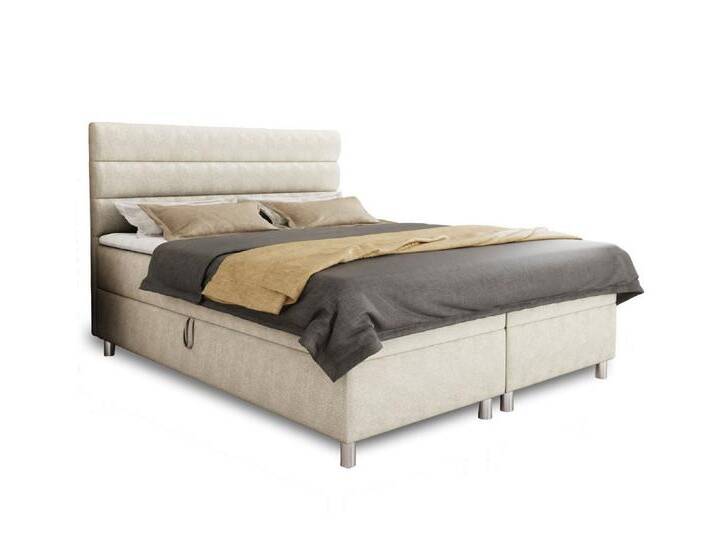 Deine Möbel 24 Boxspringbett ANGEL 120x200 140x200 160x200 180x200 200x200 (inkl. Bonellfederkernmatratzen H3 Taschenfederkernmatratzen H4 Matratzen H3 H4 zur Auswahl, Bett mit Matratzen, Topper und zwei Bettkästen), mit Topper und Bettkästen, Komplettbett Polsterbett Hotelbett, beige, 160x200 cm von OTTO