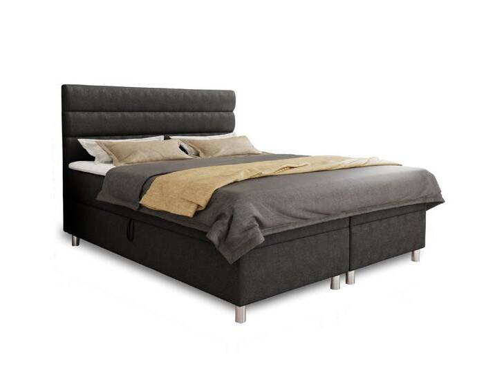 Deine Möbel 24 Boxspringbett ANGEL 120x200 140x200 160x200 180x200 200x200 (inkl. Bonellfederkernmatratzen H3 Taschenfederkernmatratzen H4 Matratzen H3 H4 zur Auswahl, Bett mit Matratzen, Topper und zwei Bettkästen), mit Topper und Bettkästen, Komplettbett Polsterbett Hotelbett, grau, 160x200 cm von OTTO