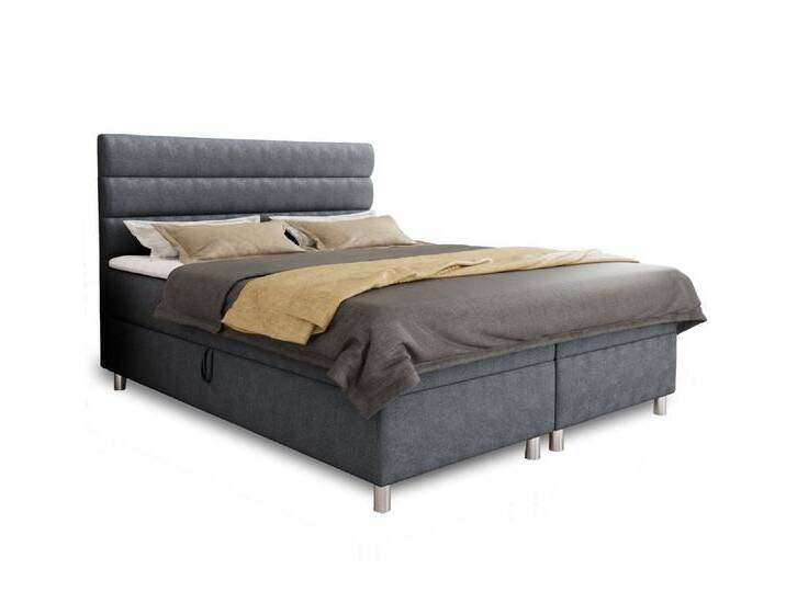 Deine Möbel 24 Boxspringbett ANGEL 120x200 140x200 160x200 180x200 200x200 (inkl. Bonellfederkernmatratzen H3 Taschenfederkernmatratzen H4 Matratzen H3 H4 zur Auswahl, Bett mit Matratzen, Topper und zwei Bettkästen), mit Topper und Bettkästen, Komplettbett Polsterbett Hotelbett, grau, 140x200 cm von OTTO