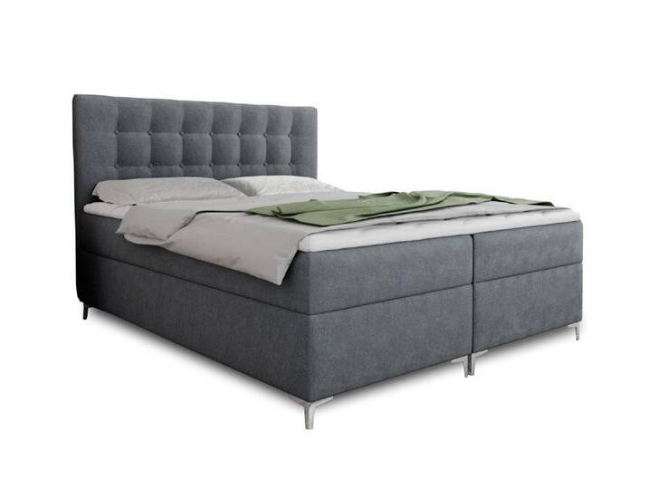 Deine Möbel 24 Boxspringbett Bett ERIK mit Bonell-Federkernmatratze H3 inkl. Topper (120z200 cm 140x200 cm, 160x200 cm, 180x200 cm, 200x200 cm), grau, 180x200 cm von OTTO