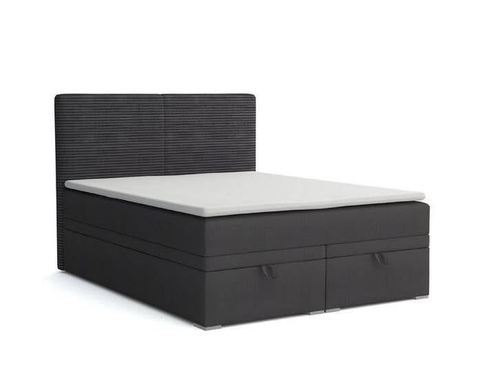 Deine Möbel 24 Boxspringbett DANIEL Boxbett Polsterbett Komplettbett Bett mit einer Matratze H4 (Taschenfederkernmatratzen 7 Zonen H4 Grau Hellgrau Schwarz Anthrazit Beige Samt Velour, 3-St., Taschen-federkernmatratze 7 Zonen H4 PREMIUM Bett), inkl Topper, Bettkasten 120x200 140x200 160x200 180x200 200x200 von OTTO
