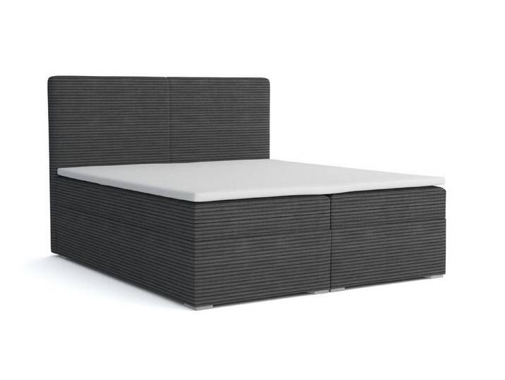 Deine Möbel 24 Boxspringbett LOFT III Boxspring Komplettbett Polsterbett Bonellfederkernmatratzen (Schwarz Graphit, 3-St., Boxbett Cord Cord-Samt 120x200 140x200 160x200 180x200 200x200), inkl. Bettkasten Topper Matratzen H3 H4 Beige Creme Grau, grau, 140x200 cm, Bonell-Federkernmatratzen H3 (Körpergewicht 60 - 90 kg) von OTTO