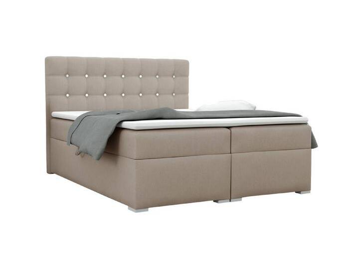 Deine Möbel 24 Boxspringbett ROSE Boxbett Komplettbett inkl. Bonellfederkernmatratzen H3 (Taschenfederkernmatratzen 7 Zonen H4 optional, Polsterbett Ehebett Bett mit Strass Strasssteinen, 3-St., Polsterbett Beige Grau Hellgrau Dunkelgrau Schwarz Graphit Anthrazit), Topper Bettkästen 120x200 140x200 160x200 180x200 200x200 Velour Samt, beige, 140x200 cm von OTTO