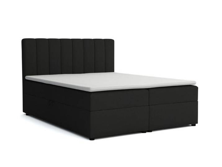 Deine Möbel 24 Boxspringbett VIKA Komplettbett Polsterbett Boxbett Bonellfederkernmatratzen H3 (Boxbett Taschenfederkern-Matratzen H4 optional, 3-St., Matratzen H3 / H4 zur Auswahl, Beige Grau Hellgrau Dunkelgrau Schwarz), inkl Topper Bettkästen, 120x200 140x200 160x200 180x200 200x200, schwarz von OTTO