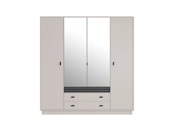 Deine Möbel 24 Kleiderschrank ALL 16 200 cm breit Kinderkleiderschrank mit Spiegel (Set, 4-St., Eiche Lamellen inkl. Kleiderstange Einlegeböden Schubladen) Kinderzimmer Jugendzimmer Schlafzimmer Drehtüren Sonoma von OTTO