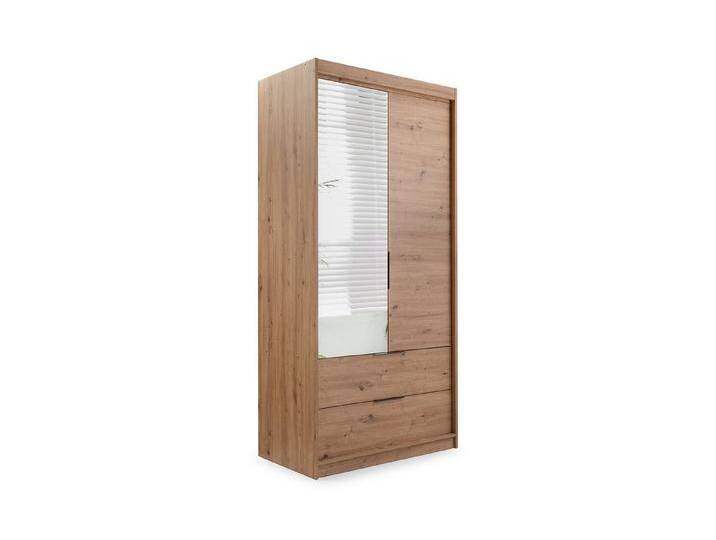 Deine Möbel 24 Kleiderschrank MAROKO 103 cm mit Spiegel, Drehtüren, Lamellen & Schubladen (Set, 1-St., ideal für Flur, Schlafzimmer oder Garderobe) Drehtürenschrank in Artisan Eiche oder Weiß matt von OTTO