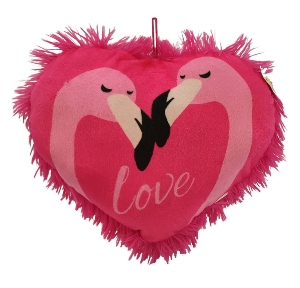 BEMIRO Dekokissen Flamingo Kissen Herz mit Fransen - ca. 30 cm von Bemiro