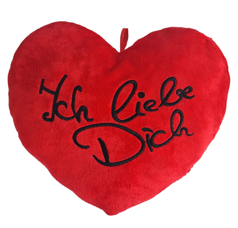 BEMIRO Dekokissen Ich liebe Dich Herz Plüsch Kissen in rot XL - ca. 40 cm von BEMIRO