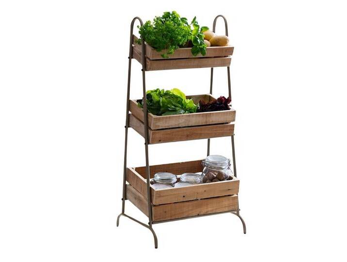 Dekoleidenschaft Standregal Kistenregal Rustikal mit 3 Kisten aus recyceltem Holz, Küchenregal, Obstregal, Gemüseregal, Lagerregal von OTTO