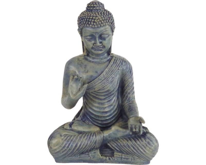 Figurendiscounter Dekoobjekt Polyresin-Figur Tempelbuddha Buddha Skultpur sitzend 42cm Feng Shui, colorierte Betonoptik von Figurendiscounter