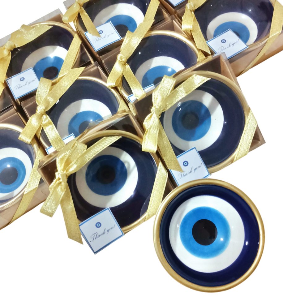 inovesis Dekoschale Nazar Keramikschale mit Goldverziertem Rand Exklusive Gastgeschenke (12 set, 24 St., (11 Set + 1 für Geschenk), Kostenloser Expressversand mit Versicherung von inovesis