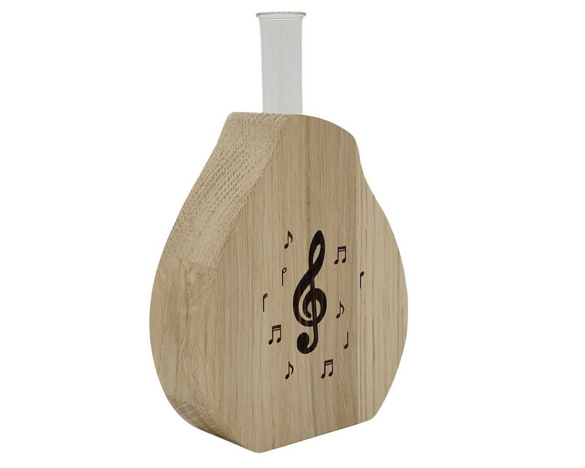 holzpost GmbH Dekovase, Edle Vase aus Holz inkl. Glaszylinder mit Violinschlüssel und Noten von Holzpost Gmbh