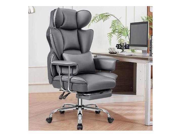 DoChair Bürostuhl Leader Ergonomischer Gaming-Stuhl chefsessel 150 kg (Chefbürostuhl aus PU-Leder mit Hoher Rückenlehne), Chefsessel, grau, Grau von OTTO