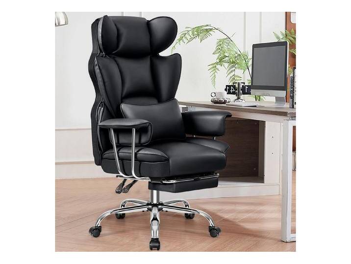 DoChair Bürostuhl Leader Ergonomischer Gaming-Stuhl chefsessel 150 kg (Chefbürostuhl aus PU-Leder mit Hoher Rückenlehne), Chefsessel, schwarz, Schwarz von OTTO